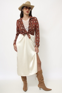 Camisa vintage estampa 70´s marrom