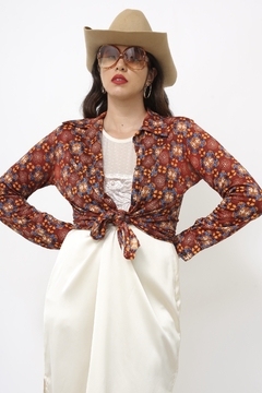 Camisa vintage estampa 70´s marrom