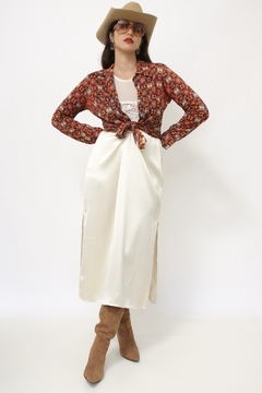 Camisa vintage estampa 70´s marrom na internet