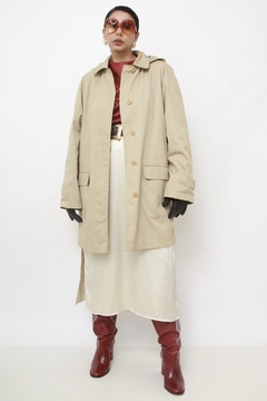 Trench Coat bege classico com capuz LONDON FOG - Capichó Brechó