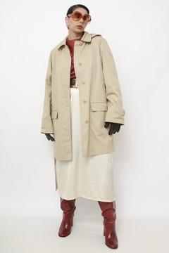 Trench Coat bege classico com capuz LONDON FOG - Capichó Brechó
