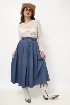 Imagem do Saia jeans midi algodão pregas