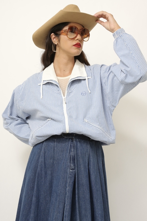 Jaqueta xadrez vintage azul golinha