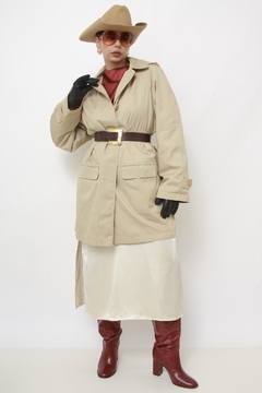 Trench Coat bege classico com capuz LONDON FOG - Capichó Brechó