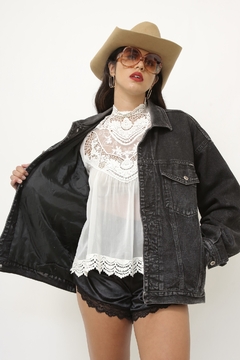 Imagem do Jaqueta jeans preta forro matelasse EUROJEANS
