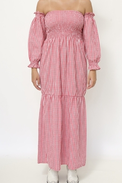 Vestido xadrez vermelho manguinha - comprar online