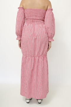 Vestido xadrez vermelho manguinha - comprar online