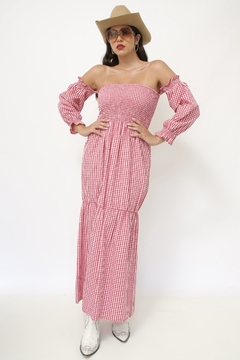Vestido xadrez vermelho manguinha