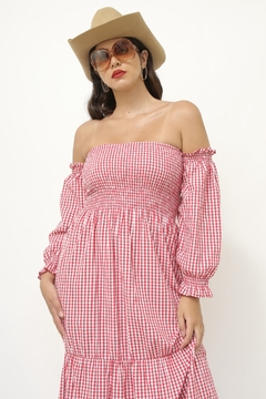 Vestido xadrez vermelho manguinha