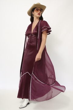 Conjunto ROBE + CAMISOLA roxo vintage babados - comprar online