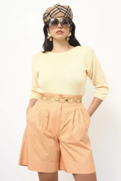 Tricot ombreira salmão bordado - Capichó Brechó