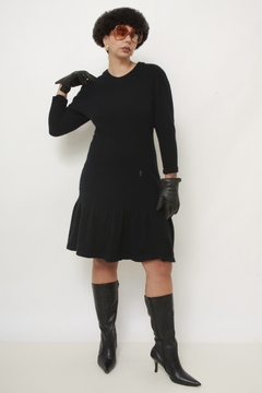 Vestido preto YSL em lã vintage - loja online