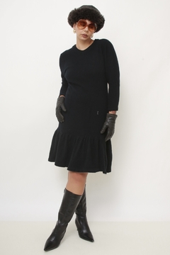 Vestido preto YSL em lã vintage
