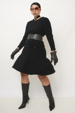 Vestido preto YSL em lã vintage - Capichó Brechó