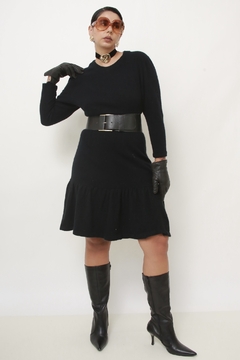 Vestido preto YSL em lã vintage