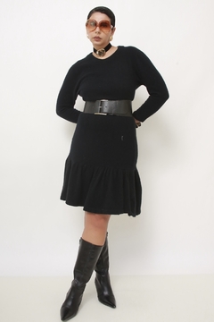 Vestido preto YSL em lã vintage - comprar online