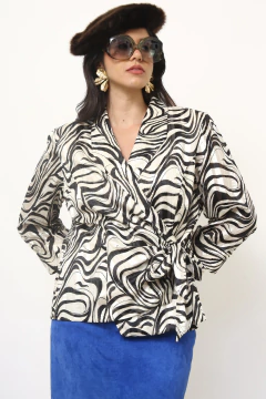 Blazer transpassado estampa vintage - comprar online