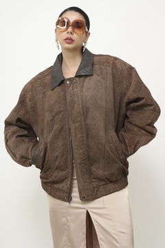 Jaqueta couro camurça bomber vintage - comprar online