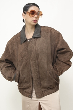 Jaqueta couro camurça bomber vintage na internet