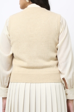 Pulover vintage creme marrom western - Capichó Brechó