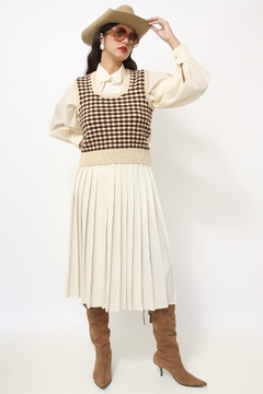 Pulover vintage creme marrom western na internet