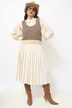 Pulover vintage creme marrom western