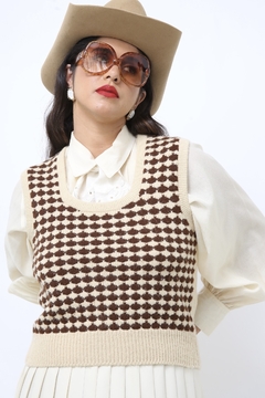 Imagem do Pulover vintage creme marrom western