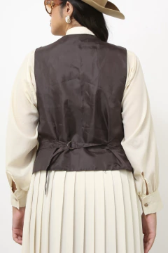 Colete couro costas nylon vintage marrom na internet