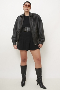 Jaqueta couro bomber preta