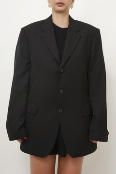 Blazer listras marinho 100 % lã