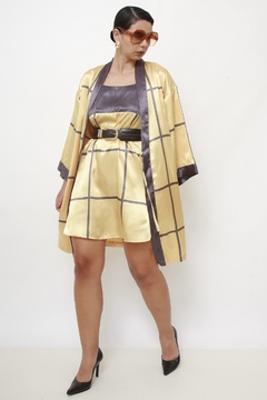 Kimono + Vestido xadrez poliester - loja online