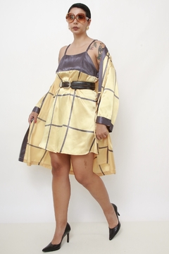 Kimono + Vestido xadrez poliester - Capichó Brechó