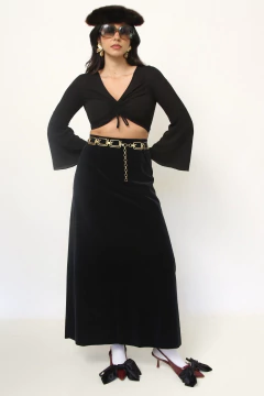 Saia veludo longa preta