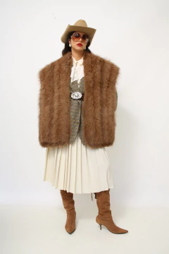 Estola pele marrom vintage - comprar online