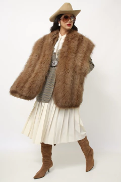 Estola pele marrom vintage - loja online