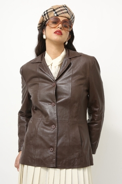 Blazer couro marrom vintage - loja online