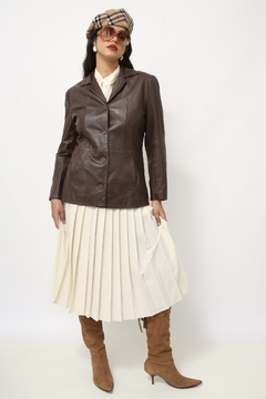 Blazer couro marrom vintage na internet