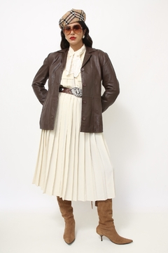 Blazer couro marrom vintage na internet
