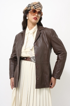 Blazer couro marrom vintage - loja online