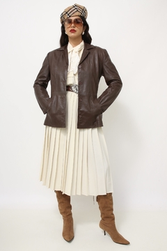 Blazer couro marrom vintage