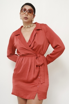 Imagem do Vestido vermelho curto leve acetinado NOVO