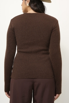Blusa marrom lã traspassada vintage - comprar online