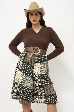 Bermudão estampado cintura alta vintage