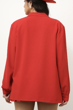 Camisa encorpada vermelha bordada - comprar online