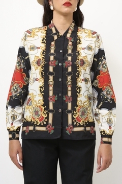 Imagem do Camisa western preta dourado estampa