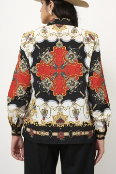 Camisa western preta dourado estampa - loja online