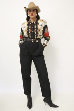 Camisa western preta dourado estampa