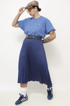 Saia azul plissada cos elastico
