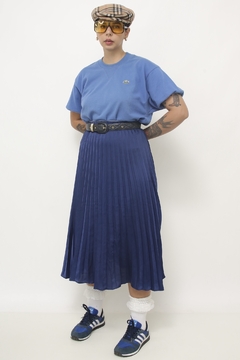 Saia azul plissada cos elastico