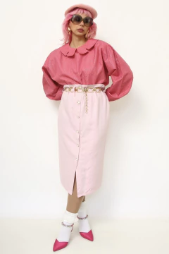 Saia midi rosa forrada - loja online